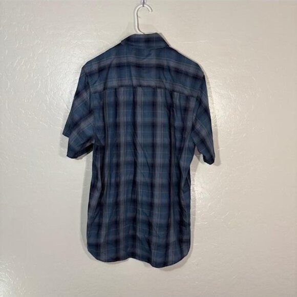 Dixxon Flannel Shirt Mens Medium Blue Plaid Sea Mist Bamboo Blend Short Sleeve - Picture 6 of 8